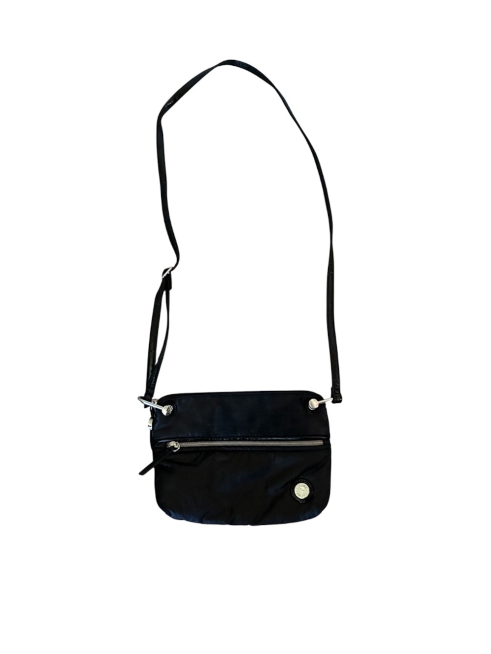 Kipling Crossbody Bag Top Zip Close Silver Hardware Small Travel Purse Black